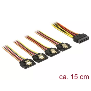 Cavo SATA DeLOCK 60156 0,15 m SATA 15 poli 4 x SATA 15 poli multicolore