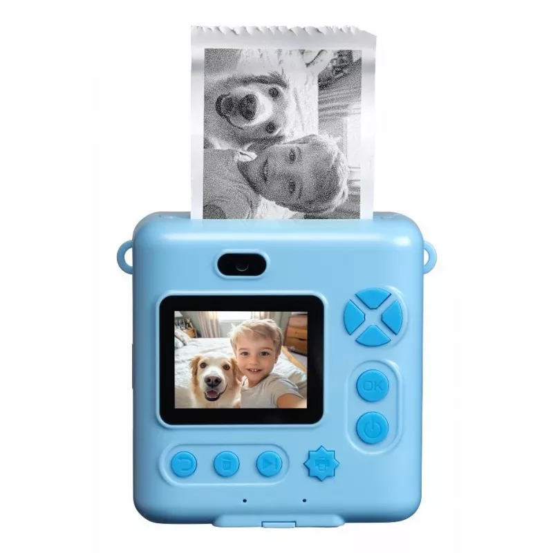 Denver KPC-1363BU Fotocamera istantanea per bambini Dino con stampante termica, 20 MP, blu