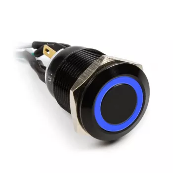Pulsante antivandalo Impactics 19 mm, IP65, LED blu, nero