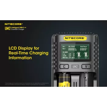 Caricabatterie Nitecore UM2 batterie domestiche DC ioni di litio nichel-cadmio
