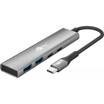 Hub USB slim 4 porte Goobay USB-C a/USB-A 5 Gbit/s - connettore maschio USB 3.2 (76563)