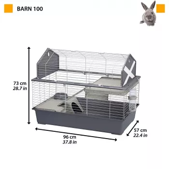 Gabbia Ferplast Barn 100 per conigli e porcellini d'India, metallo/plastica, 960×570×730 mm, tortora/bianco