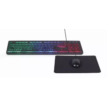 Tastiera full-size cablata con mouse Gembird KBS-UML-01 — USB, QWERTY US, 104 tasti, nero