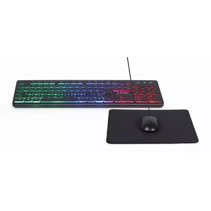 Tastiera full-size cablata con mouse Gembird KBS-UML-01 — USB, QWERTY US, 104 tasti, nero