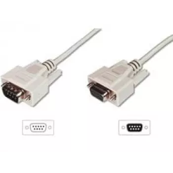 Digitus ASSMANN - Cavo prolunga seriale - DB-9 (M) - DB-9 (F) - 3 m - stampato, viti a testa zigrinata - beige (AK-610203-030-E)