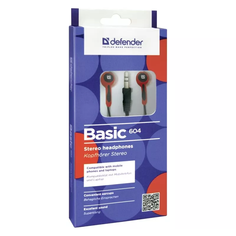 Cuffie Defender BASIC 604 nero-rosso