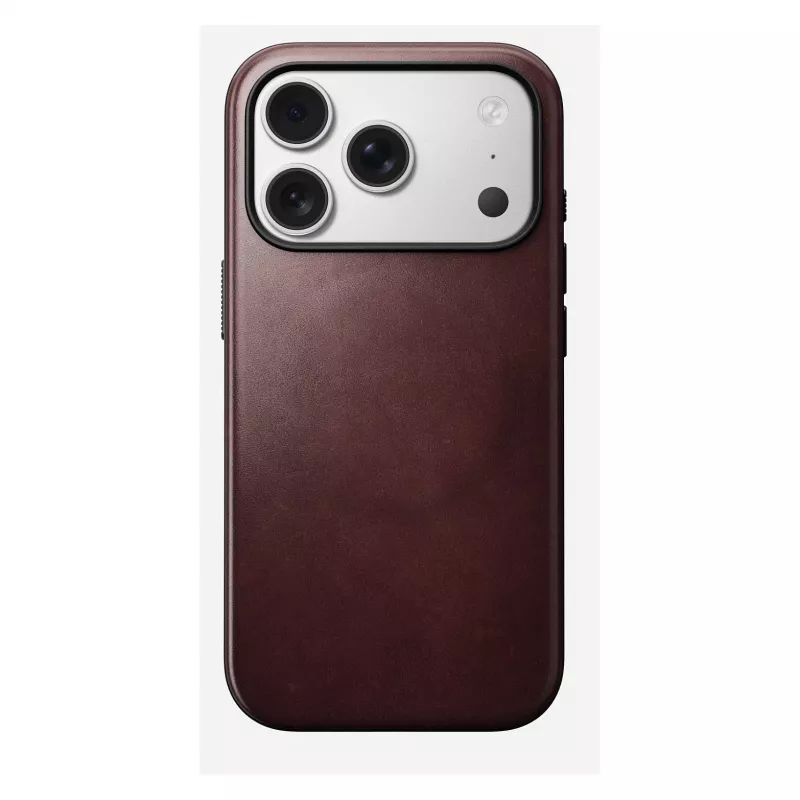 Custodia per smartphone Nomad Modern Leather Case per iPhone 17 Pro, pelle + TPU + PC, per schermo da 16 cm (6,3 pollici), bordeaux