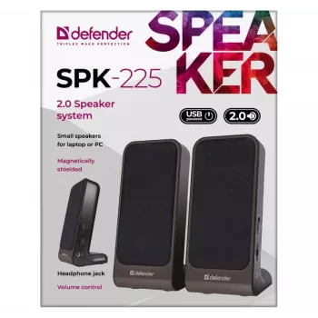 Diffusori DEFENDER SPK-225 2.0 con filo, 4 W RMS, USB/DC 5 V, 3,5 mm, nero