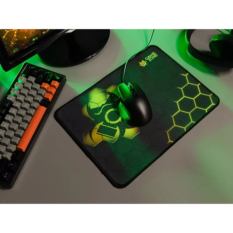 TRACER GameZone Hexy3 tappetino per mouse da gaming, 35 x 28 x 0,4 cm, nero/giallo