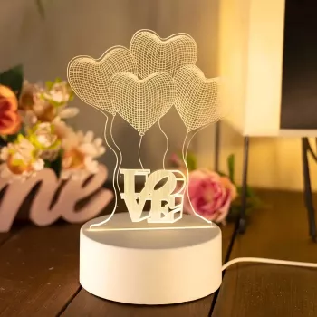 Lampada da notte Extralink HOME illusione ottica 3D quattro cuori lampada da comodino USB