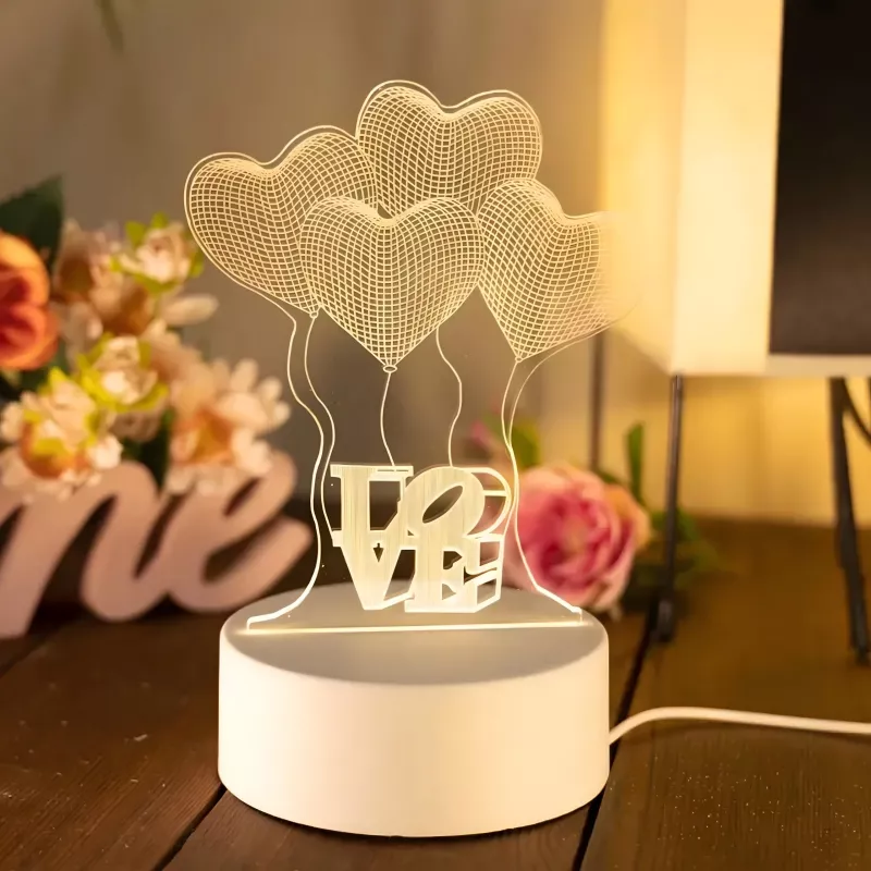 Lampada da notte Extralink HOME illusione ottica 3D quattro cuori lampada da comodino USB