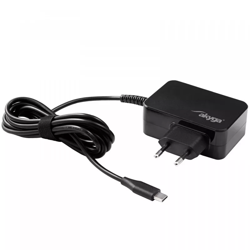 Alimentatore per notebook USB-C GaN Akyga AK-ND-81 65 W, PD 3.0, 5–20 V, cavo 1,8 m, nero