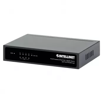 Switch Gigabit 5xPoE Passthrough, alimentato tramite PoE o AC, 68W