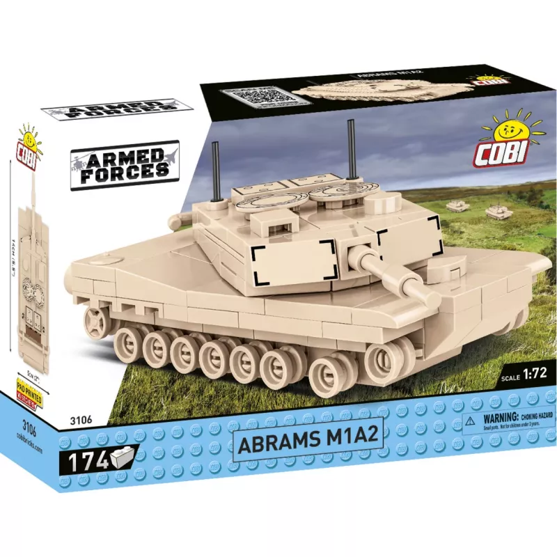 Kit di costruzione Cobi Abrams M1A2 — 174 pezzi, età consigliata 6+, beige