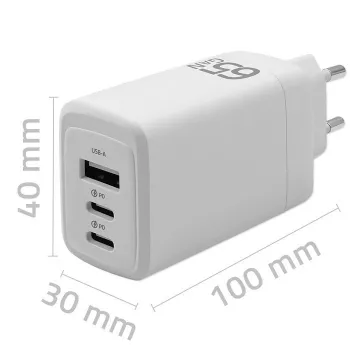Caricabatterie GaN QOLTEC 51822 65W 2×USB A 2×USB‑C