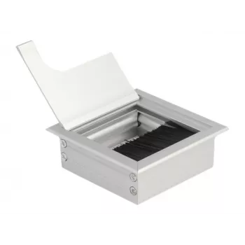 Passacavo DeLOCK per montaggio a tavolo con spazzola 80x80x28 mm argento