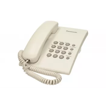 Telefono analogico Panasonic KX-TS500PDW — 16 tasti, bianco, montaggio da tavolo/a parete, rubrica 100 voci
