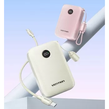Powerbank Vention 20000mAh 22,5W – 2× USB-C, 1× USB-A, beige