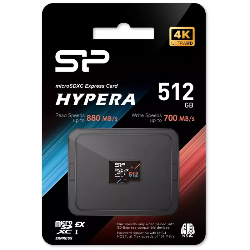 Scheda di memoria microSDXC Silicon Power Hypera microSDXC Express 512 GB — UHS-I U3, V30, A1, Class 10