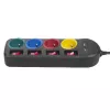 Ciabatta MACLEAN MCE229B — 4 prese AC, 2× USB-A, cavo 1,5 m, 10 A, tipo F, per interni, nero