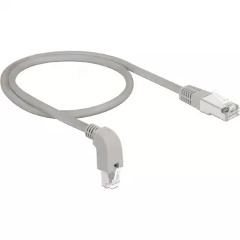 DeLOCK - cavo patch - RJ-45 (M) angolato verso il basso a RJ-45 (M) - 50cm - S/FTP - CAT 6a - schermato, senza alogeni - grigio (85873)