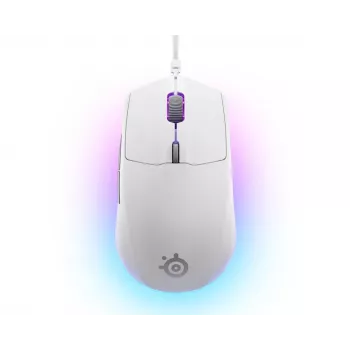 Mouse da gaming STEELSERIES Rival 3 Gen 2 — ottico, 8500 DPI, con filo USB Type-A, per destrimani, bianco, 77 g