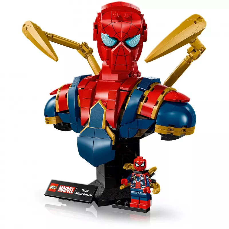 Busto da collezione LEGO Marvel Iron Spider-Man 76326, 379 pezzi, modello da esposizione 18+, 170×200×110 mm