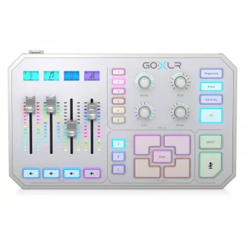 Mixer audio USB TC‑Helicon GO XLR‑WH bianco — 1 ingresso microfono XLR, USB‑B, alimentazione phantom 48 V, 24‑bit/48 kHz, uscita ottica