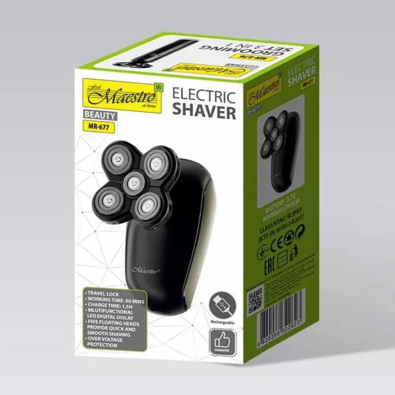 Rasoio elettrico Maestro MR-677 USB ricaricabile, corpo impermeabile
