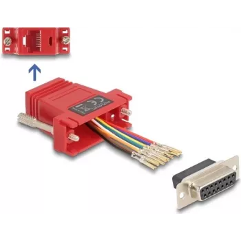 Kit di montaggio DeLOCK D-Sub 15 femmina su RJ45 femmina rosso VGA RJ-45