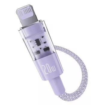 Cavo di ricarica rapida USB-C a Lightning Baseus Gem 1 m 20 W Viola, rivestimento in nylon, Lightning 7-Pin
