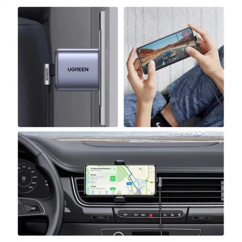 Ugreen USB-C (dritto) / USB-C (angolare) PD QC 60W 3A 0,5 m US255 (grigio)