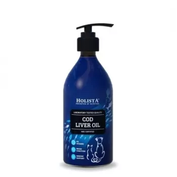 Olio di fegato di merluzzo liquido 500 ml — integratore naturale di olio di pesce HOLISTA, ricco di Omega-3 e vitamine A e D