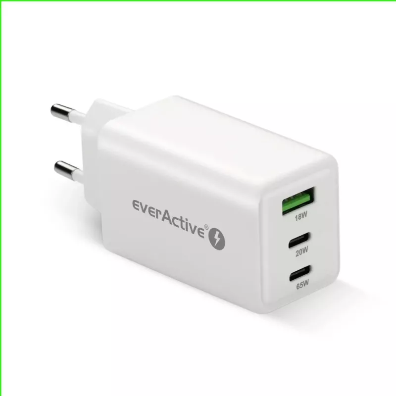 Caricabatterie everActive SQ-655Q 65W, 1×USB-A + 2×USB-C ricarica rapida