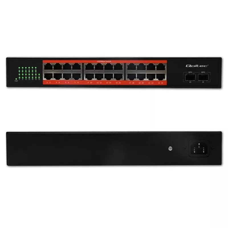 Switch di rete QOLTEC Gigabit Ethernet PoE 24xRJ45 2xSFP