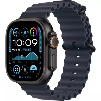 Cinturino Apple 49mm Navy Ocean Band Extension nero finitura titanio
