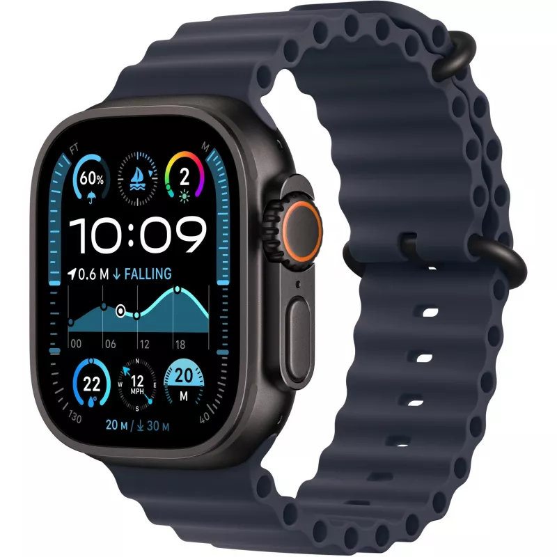 Cinturino Apple 49mm Navy Ocean Band Extension nero finitura titanio