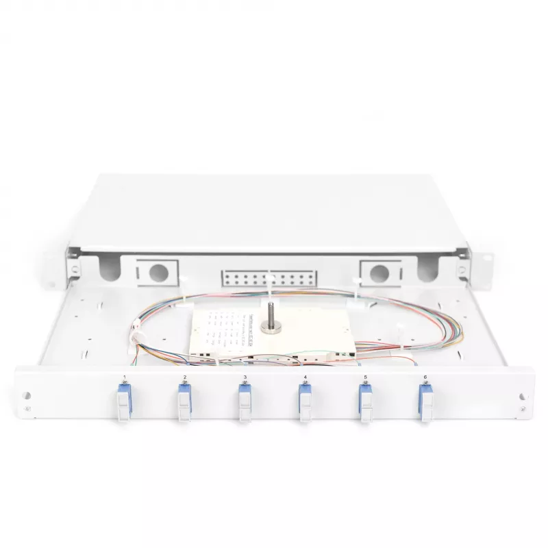 Digitus DN-96320/9 cassetto di giunzione per fibra ottica, 1U, equipaggiato, 6x SC Duplex, OS2, grigio