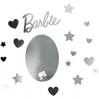 Adesivi da parete a specchio Paladone PP13751BR design Barbie – adesivo decorativo adesivo in pellicola a specchio