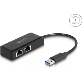 Delock 64194 adattatore da USB Type-A a 2x LAN Gigabit, nero