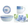 Piatto da dessert Esmeyer BRUSH 195 mm — vetro temperato, decorazione a strisce blu