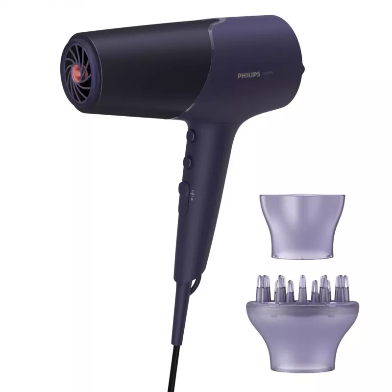 Asciugacapelli Philips 5000 Series BHD514/00, 2300 W, viola, 6 velocità, 6 livelli di calore, ionico, Cool Shot