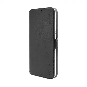 Custodia in pelle a libro FIXED per Xiaomi Redmi 14C, nero — protezione anteriore e posteriore