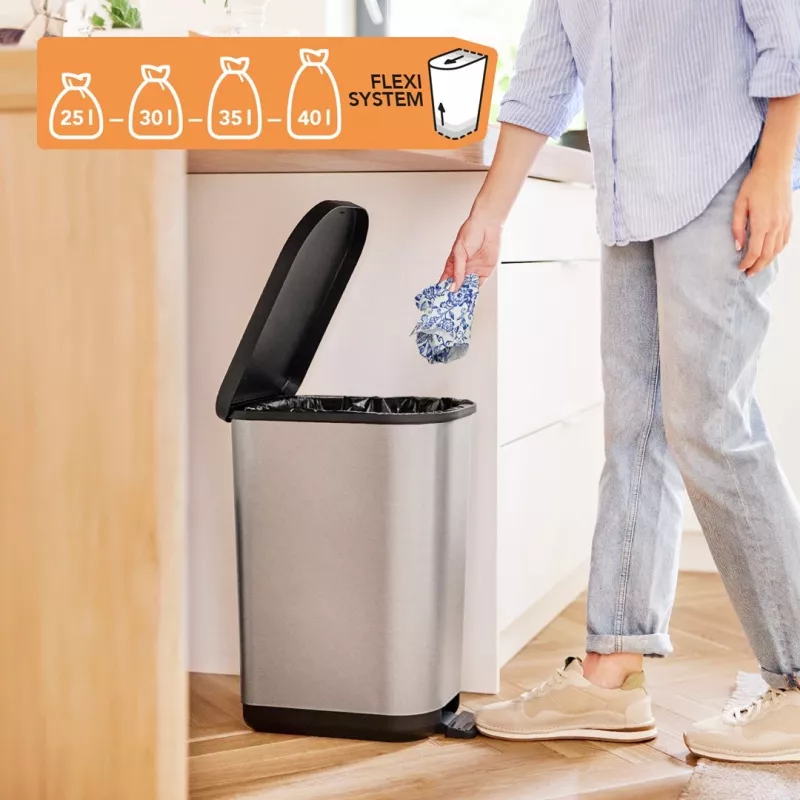 ROTHO Ribo Graphite - pattumiera a pedale – 35 l