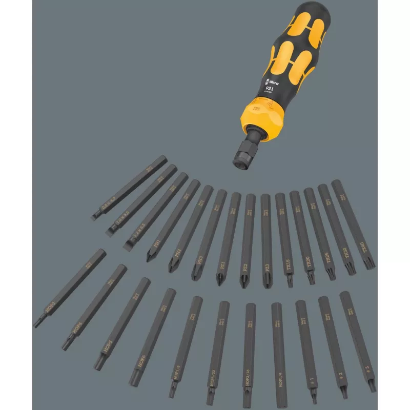 Wera 05018110001 Kraftform Kompakt 900 Set 1 set di cacciaviti con cacciavite a percussione e inserti, 19 pezzi, 1/4", nero/giallo