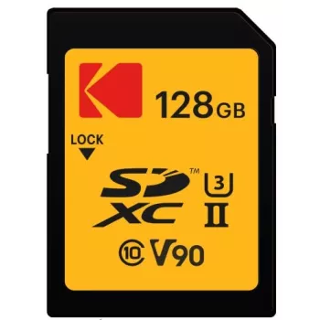 Scheda di memoria Kodak EKMSD128GUHS2V2K SDXC UHS-II 128 GB, lettura 300 MB/s, scrittura 270 MB/s, U3 V90, classe 10