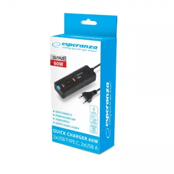 Caricabatterie Esperanza EZC109 per dispositivi mobili universale nero AC ricarica rapida per interni