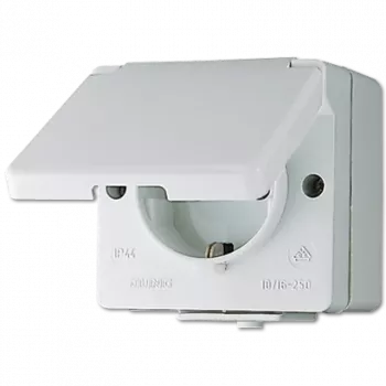 Presa Type F Jung 620 W — 16 A, 250 V, custodia in duromero, bianco, altezza 47 mm