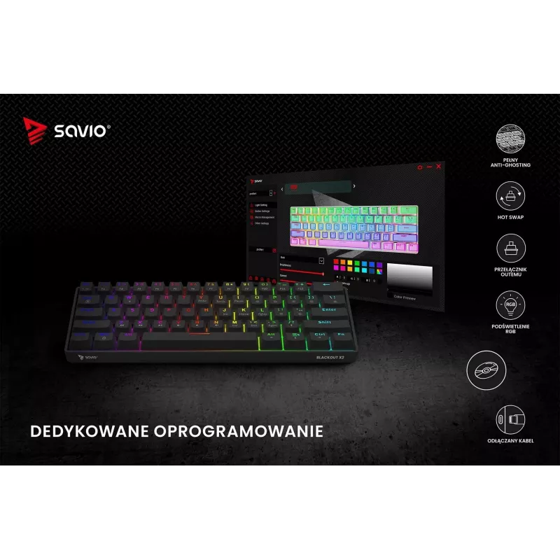 SAVIO BLACKOUT X2 tastiera meccanica OUTEMU Red, Hot Swap