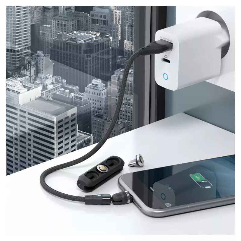 Cavo USB RealPower MagneticCharge3 0,2 m USB A nero ricarica rapida
